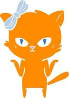 cute flat color style cartoon cat vector