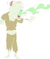 flat color illustration of a cartoon gross zombie vector