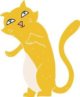 flat color illustration of a cartoon cat vector