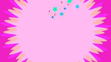 Lucky stars colorful flying and rolling on chat message anomation call out on the magenta pink tone background video