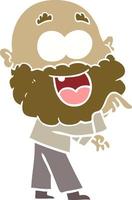 flat color style cartoon crazy happy man with beard vector