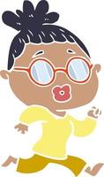 flat color style cartoon woman wearing spectacles vector