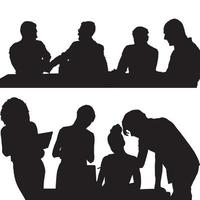 Business Group Office Meeting Silhouette Vector