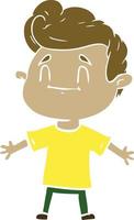 happy flat color style cartoon man vector