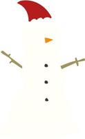 muñeco de nieve de dibujos animados de estilo de color plano vector