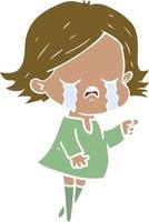 flat color style cartoon girl crying vector