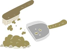 flat color illustration of a cartoon dust pan and brush vector