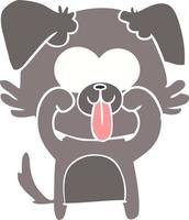 flat color style cartoon dog with tongue sticking out vector