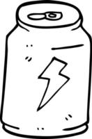 line drawing cartoon can of energy drink vector