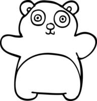 line drawing cartoon happy panda vector
