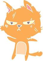 tough flat color style cartoon cat vector