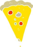 ilustración de color plano de una pizza de dibujos animados vector