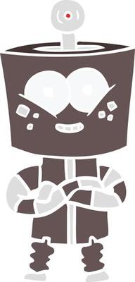 happy flat color style cartoon robot