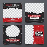 conjunto de publicaciones de redes sociales de viernes negro vector