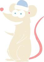 flat color illustration of a cartoon happy mouse vector