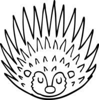 line drawing cartoon spiky hedgehog vector