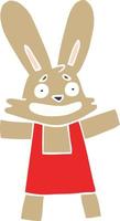 cartoon doodle scared looking rabbit vector