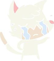 crying fox flat color style cartoon vector