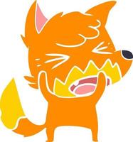 angry flat color style cartoon fox vector