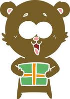 laughing teddy  bear with christmas present vector