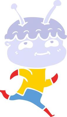 friendly flat color style cartoon spaceman running