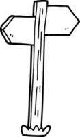 line drawing cartoon painted direction sign posts vector