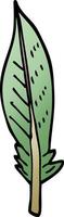 cartoon doodle green feather vector