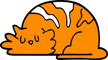 cartoon doodle sleepy cat vector