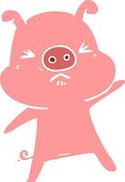 flat color style cartoon angry pig vector