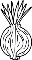 line drawing cartoon sprouting onion vector