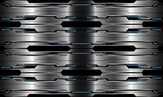 Abstract vector technology futuristic metallic cyber blue light power black geometric design seamless pattern background