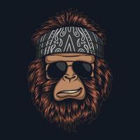 Bigfoot cool wearing bandana and glasses vector illustration