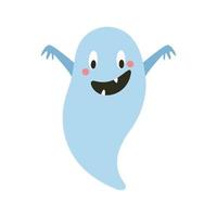 Cute smiling ghost. Halloween holiday. Vector illustration in flat style