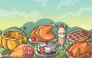 Thanksgiving Food And Beverages vector