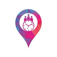 People Time map pin shape concept Logo. time successful health logo icon vector. vector