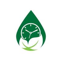 naturaleza tiempo gota forma concepto vector logo diseño plantilla. concepto de logo de tiempo de energía y tiempo de dieta.