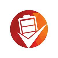 Battery check vector logo design template. Vector illustration of check list battery logo icon template.