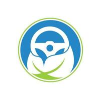 diseño del logotipo del vector del volante ecológico. volante y símbolo o icono ecológico.