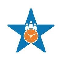 People Time star shape concept Logo. time successful health logo icon vector. vector