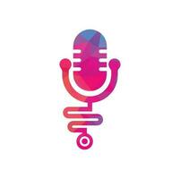 Doctor podcast vector logo design. Stethoscope and microphone illustration symbol.