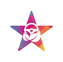 diseño del logotipo del vector del volante ecológico. volante y símbolo o icono de forma de estrella.