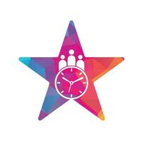 logo de concepto de forma de estrella de tiempo de personas. vector de icono de logotipo de salud exitoso de tiempo.