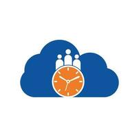 logo de concepto de forma de nube de tiempo de personas. vector de icono de logotipo de salud exitoso de tiempo.