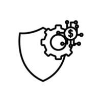ilustración de icono de línea de escudo con engranaje y dólar. icono relacionado con fintech. estilo de icono de línea. diseño simple editable vector
