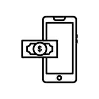 Mobile phone line icon illustration with money. icon related to fintech. Line icon style. Simple design editable vector