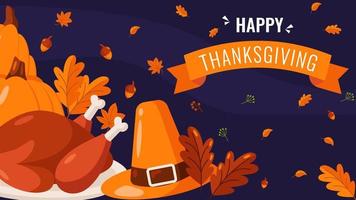 happy thanksgiving day background design in flat style illustration vector