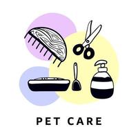 Pet care items, composition of elemets vector