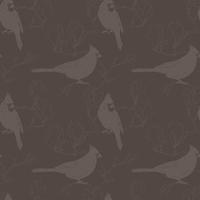 Seamless vector pattern with pretty birds cardinals and romantic magnolia flowers