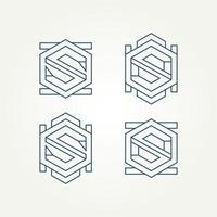 set of abstract minimalist geometric initial letter s line art icon logo template vector illustration design