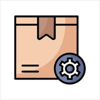 Delivery box setting outline color icon vector